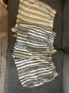 TWO pairs linen/rayon shorts